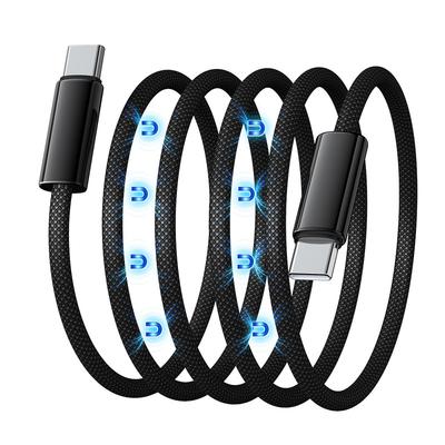 Câble de Charge Rapide Magnétique Pliable 240W Câble USB-C vers USB-C Tressé en Nylon Pour iPhone16-15 Série Xiaomi Huawei Ordinateur Portable Ipad