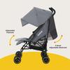 Faltbarer Reisekinderwagen, Verstellbare Rückenlehne, bis 22 kg, Verdeck, Regenschutz, Becherhalter (grau)