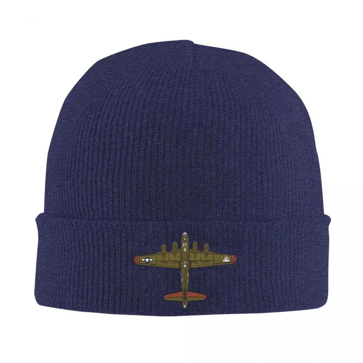 

B17 Flying Fortress Warm Knitted Cap Hip Hop Bonnet Hat Autumn Winter Outdoor Beanies Hats for Men Women Adult