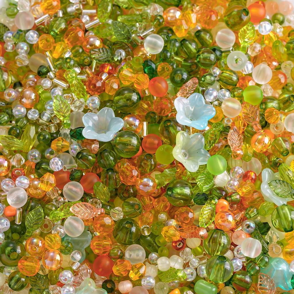 Acrylic Mixed Beads, Transparent Loose Beads DIY Beaded Pendant Jewelry Material