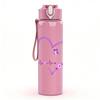 1PC Glitter Purple Heart Hand Drawn Print 750ml Color Plastic Sports Water Bottle Leakproof Flip Straw Lid Suitable for Sports Office Home Use