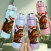 1PC Squirrel Christmas Acorn 750ml Color Plastic Sports Water Bottle Leakproof Flip Straw Lid Suitable for Sports Office Home Use
