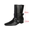 Woman Short Boots  Autumn Suede Leather Square Toe Women Heel Midsole Boots Low Heel Buckle Strap Retro Botas Para Mujer