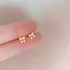 Elegant Bow Pearl Stud Earrings for Women Summer Minimalist Zircon Earrings Fashion Jewelry