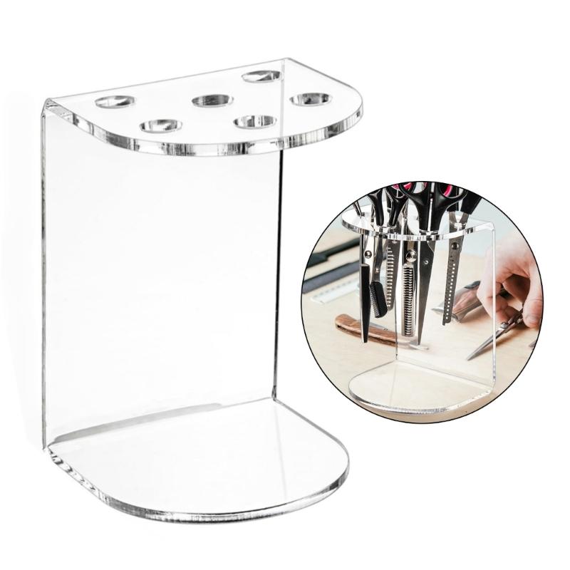 2 Pieces Acrylic Scissors Stand with 6 Slot Salon Barber Tool Organizers Desktop Comb Clip Storage Rack