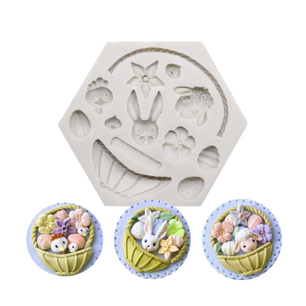 Easter Rabbit Handmade Mold 3D Silicone Egg Flower Fondant Chocolate Mold Cake