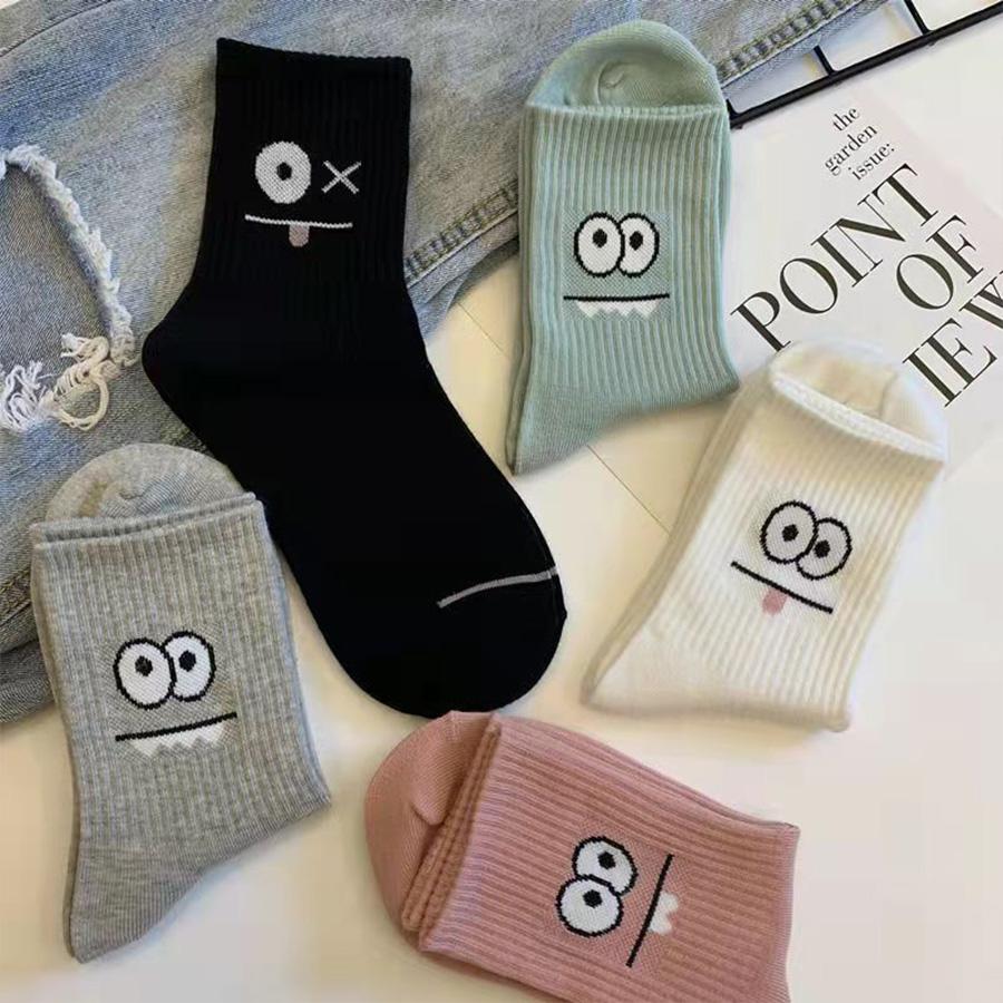 5pcs Women Mid Length Socks Cute Versatile Autumn Winter Boat Socks Sports Women's Socks Sweat Absorption Odor Prevention