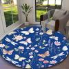[1pc Cream Ivory Floral Butterfly Meadow Office Chair Carpet] Digital Printed Round Rug for Home & Game Room Use, Soft Indoor Sofa Chair Mat