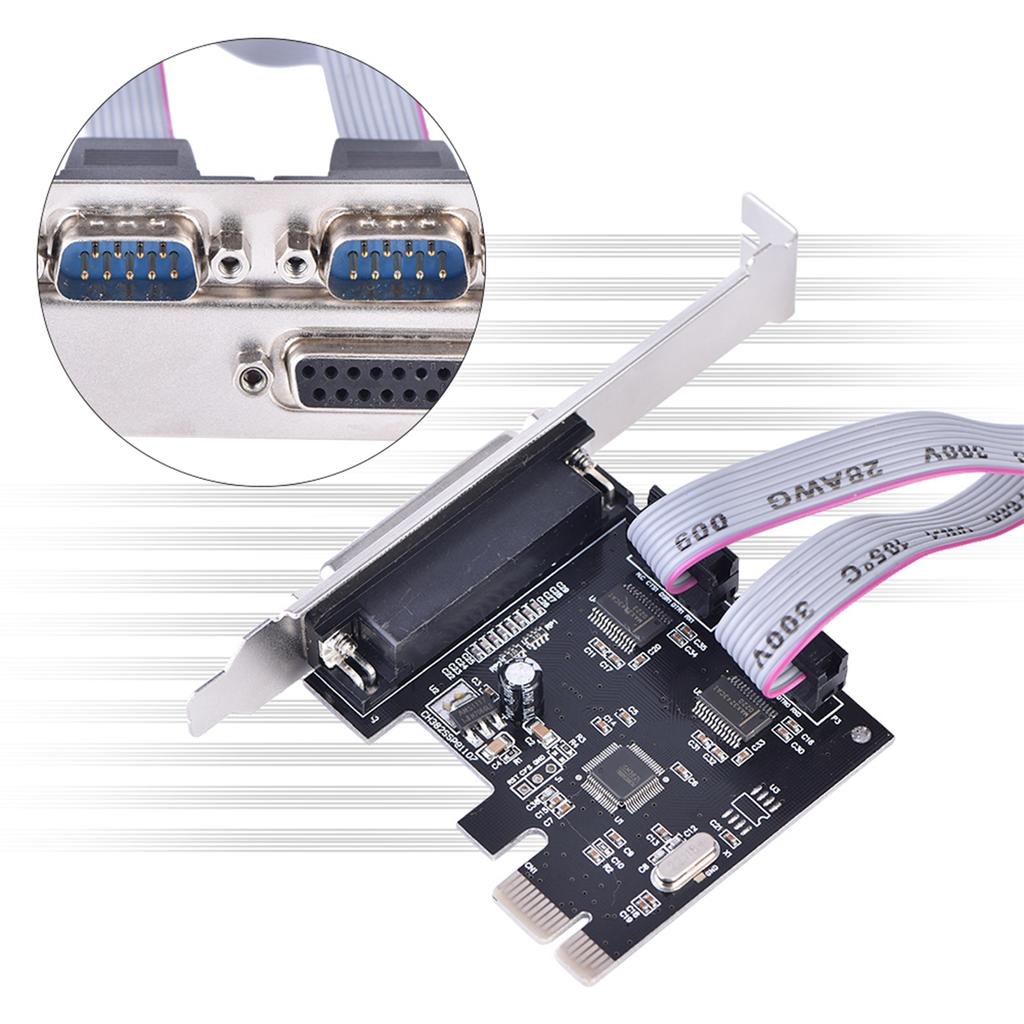 PCIE to 2 DB9 RS232 Serial Ports   1 DB25 Parallel LPT Port Adapter Card for Desktops