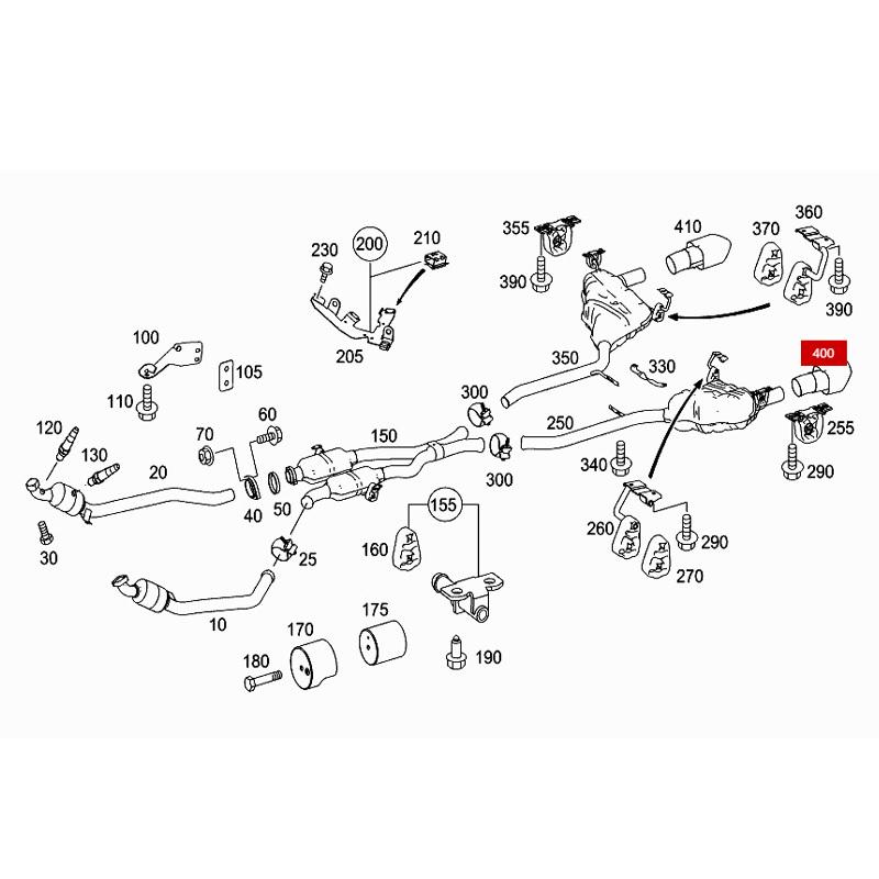 A2214901727 A2214901827 Zadní výfukové potrubí Levý a pravý koncový díl pro Mercedes Benz ML R GL S 2214901727 2214901827