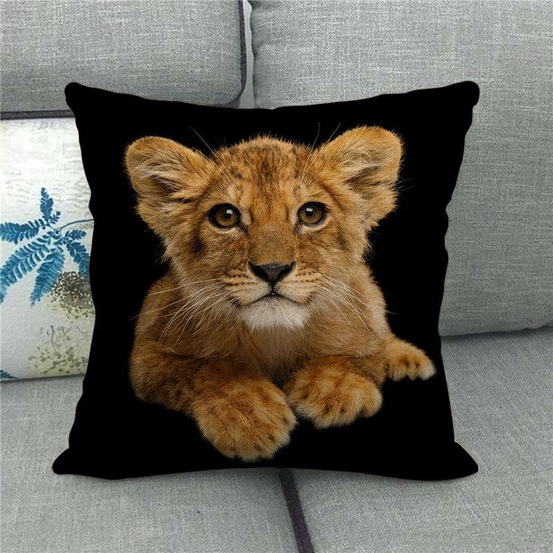 Wild Animals: Lions, Tigers Digital Printing Short Plush Pillow Covers For Car Sofa Office Cushion Cover Home Goods 60X60Cm