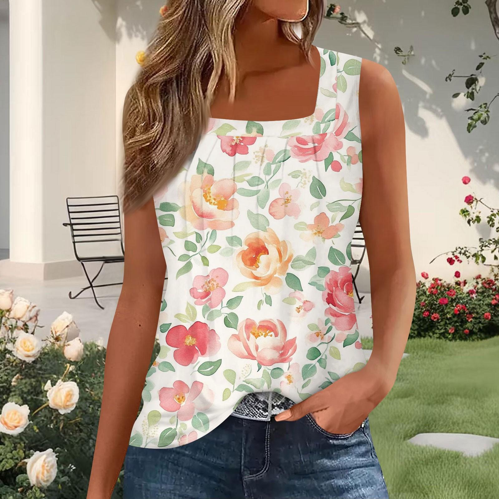 Женская мода плиссированный принтованный квадратный вырез жилет топ S красный