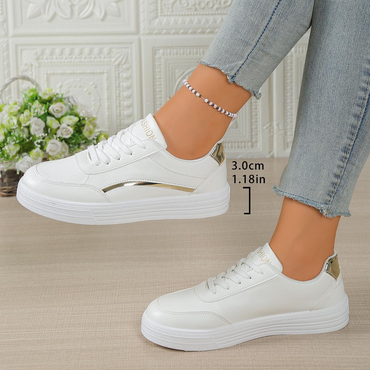 

Fashion Women Shoes Lightweight Casual Shoes Fashion Walking Shoes White Lace-up Sneakers Plus Size Platform Vulcanized Shoe Size 36-41 35 білий
