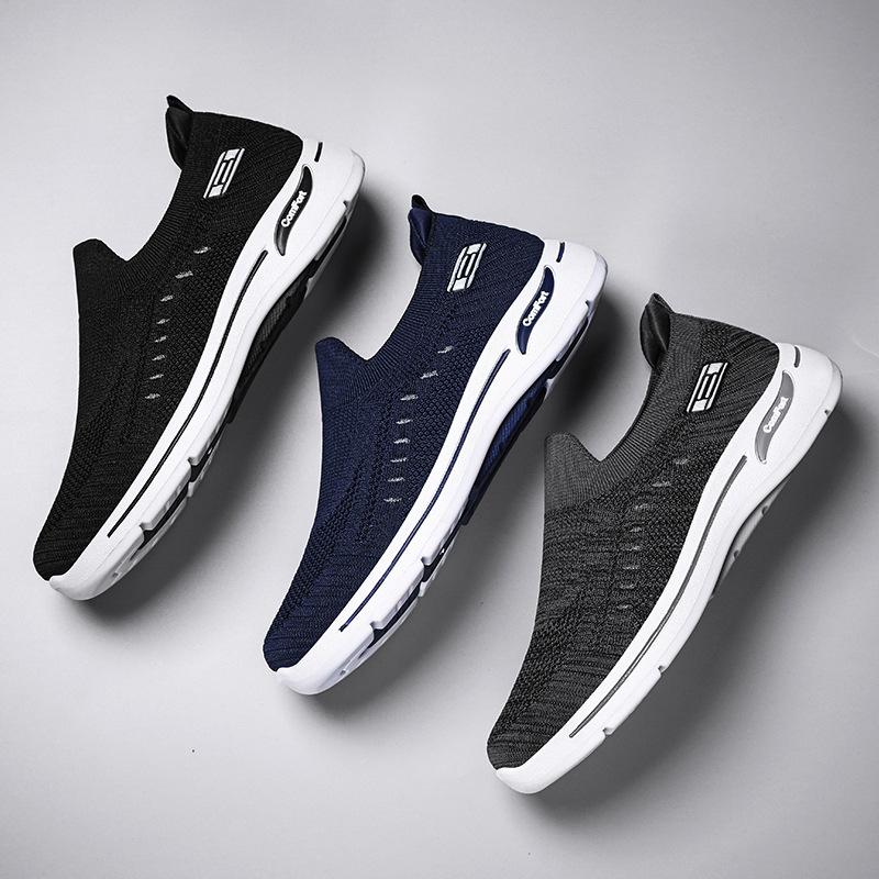 Shoes men's shoes casual shoes men's and women's flying woven breathable walking shoes soft soles not tired feet single shoes cloth shoes