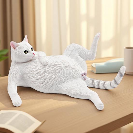 Simulated Lying Orange Cat Model PVC White Cat Figurine Statue Sculpture Decoration Ornament Kids Educational Animal Toy