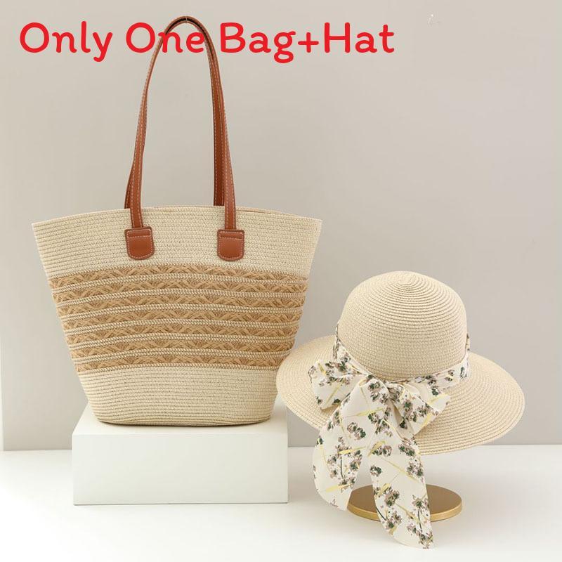 Straw Hat And Bag Set With Sun Protection For Outdoor Travel Casual Summer Adults