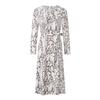 Women's Early Autumn Beach White Mixed V-Neck Dress