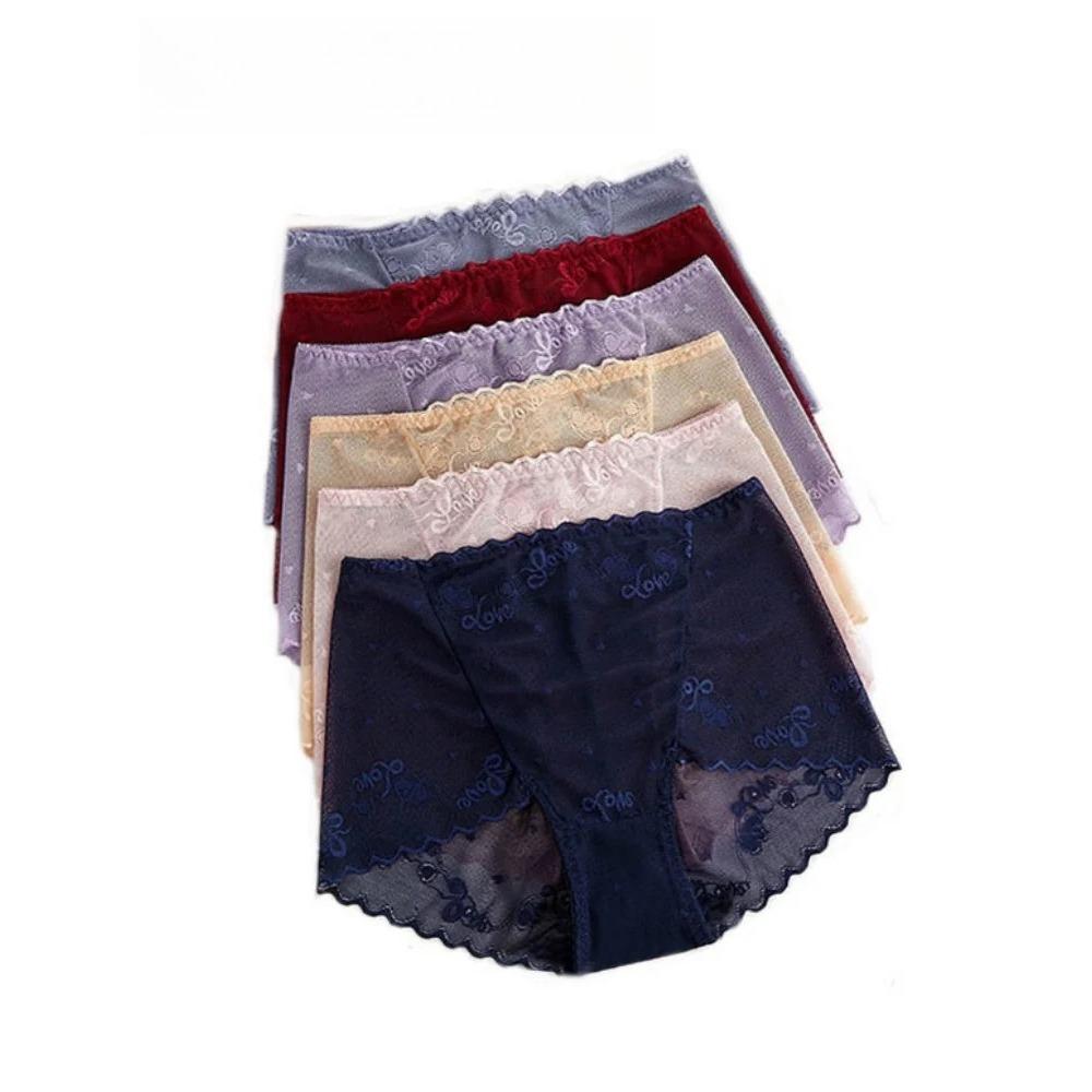 Sexy Women Underwear Lace Mesh Briefs Pure Cotton Crotch Tange Thong Women Lace Panties Underpants