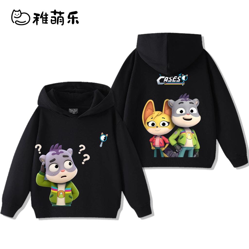"Animal Detective Team" Themed Kids' Hoodie – Fun Cartoon Print, Cute & Versatile – Suitable for Boys & Girls (Autumn/Winter)