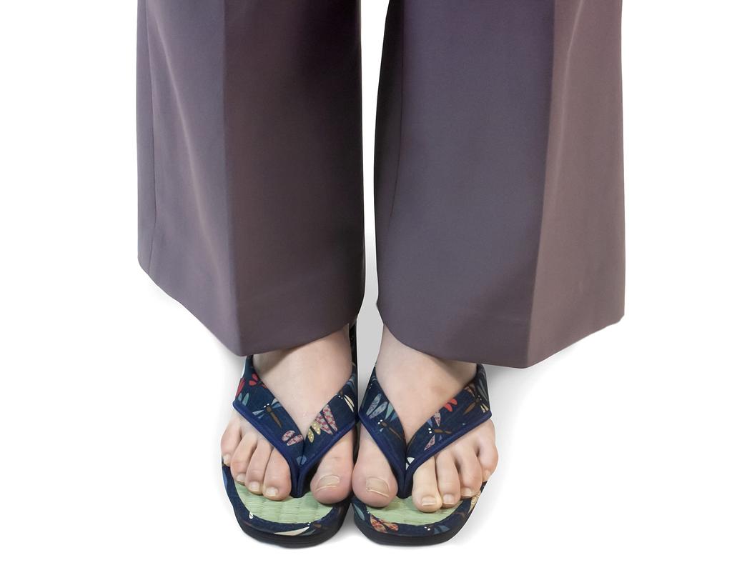 Entspannende Katze Zori Indigo Japanisch Hergestellt in ca. 23cm Sandalen, Mittel, Gefärbt, Muster, Faltbar, Innen-/Außenbereich, Japan,