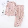 Spring and Autumn Couples Cotton Gauze Pajamas Suit Men's Cotton Four Seasons Long-sleeved Trousers Home Service Women