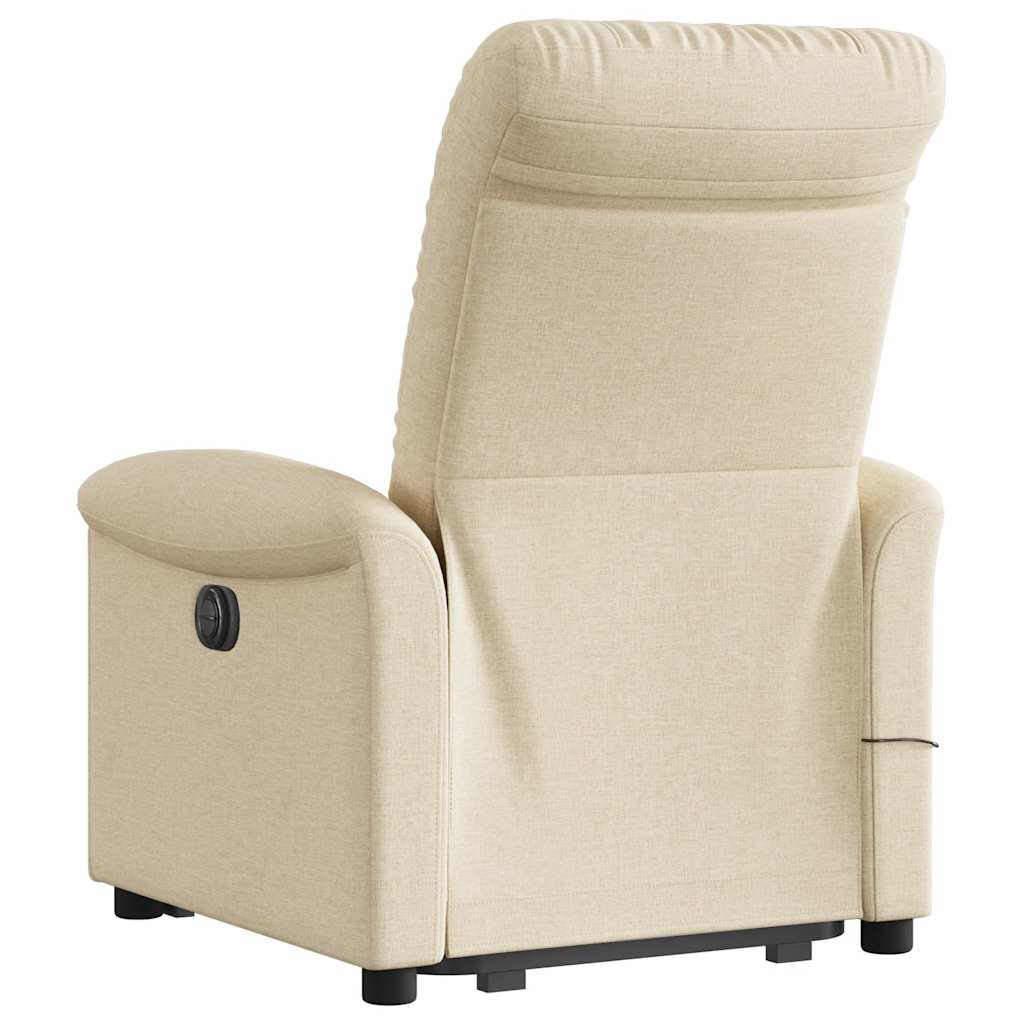 Lift-Up Massage Chair, Reclining, Cream, Fabric Upholstered