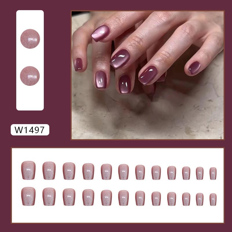 

Spar Cat s Eye Wearing Nail Fake Nail Nail Piece Nail Piece Short Ballet Solid Color Nail Piece Wearing Nail Piece