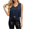 Women's Fashion Color Round Neck Sleeveless Button Vest for Everyday Casual Wear