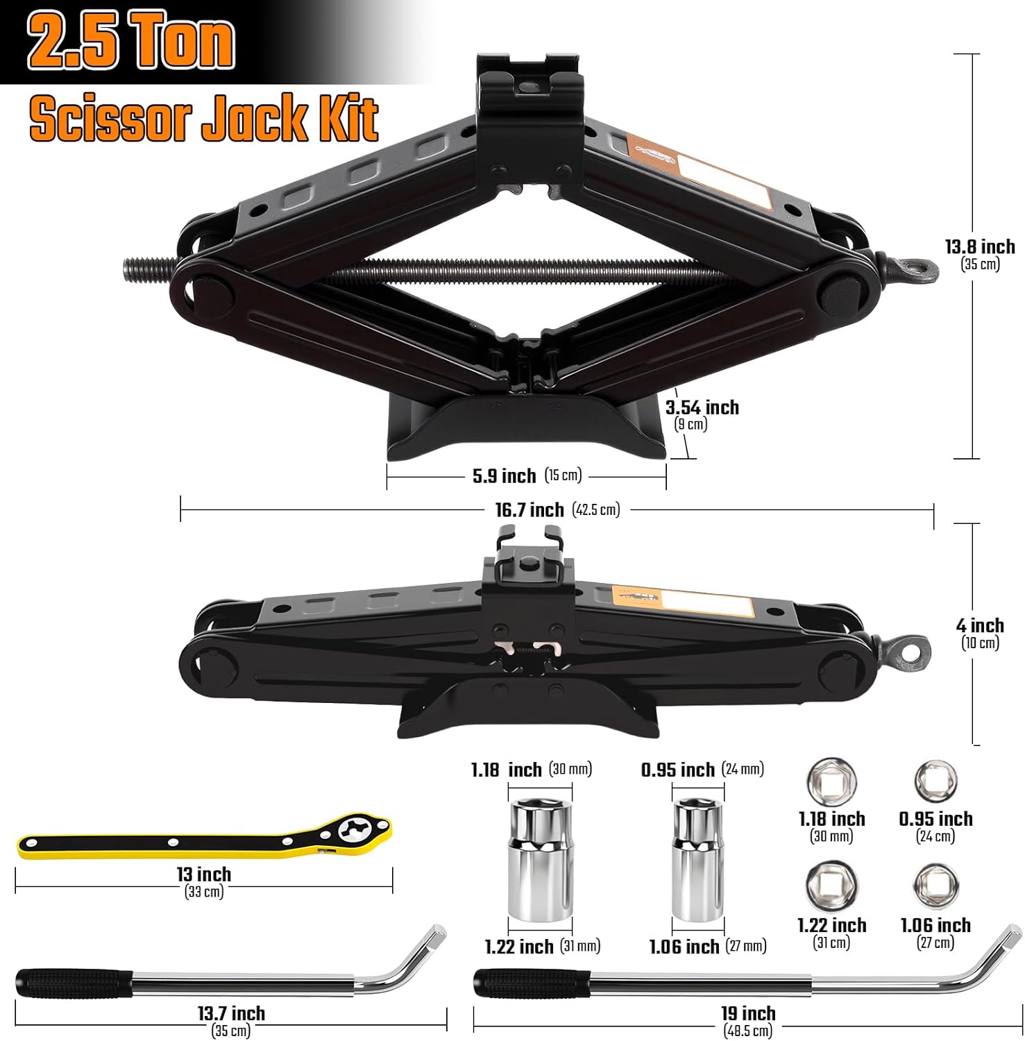 

Комплект 2,5-тонного ножничного домкрата с баллонным ключом, портативный домкрат для внедорожников United States