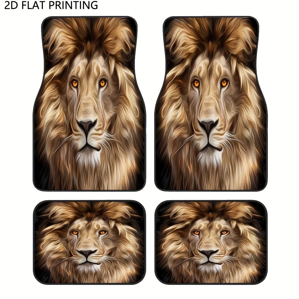 4pcs Car Mats, Majestic Lion Fur Floor Mats For Cars, Automotive Floor Mats, Front And Rear Seat Floor Mats Car Interior Accesso