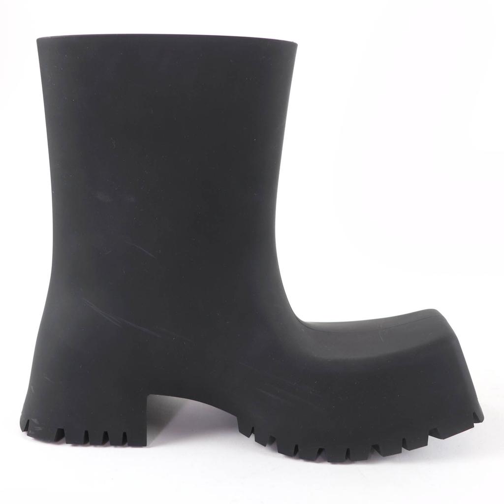 Great BALENCIAGA short boots TROOPER Black series rubber Women 679326 Used