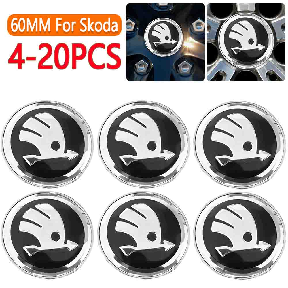 2025 Hot 1-5Sets Genuine Wheel Centre Cap Black 60MM Hub Cover for Skoda Octavia Fabia High Quality Durable Protection Easy Inst