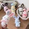 Cute Soft Fluffy Plush Rabbit Keychain With Lovely Bow Decor For Backpack Charms Girls Birthday Gifts