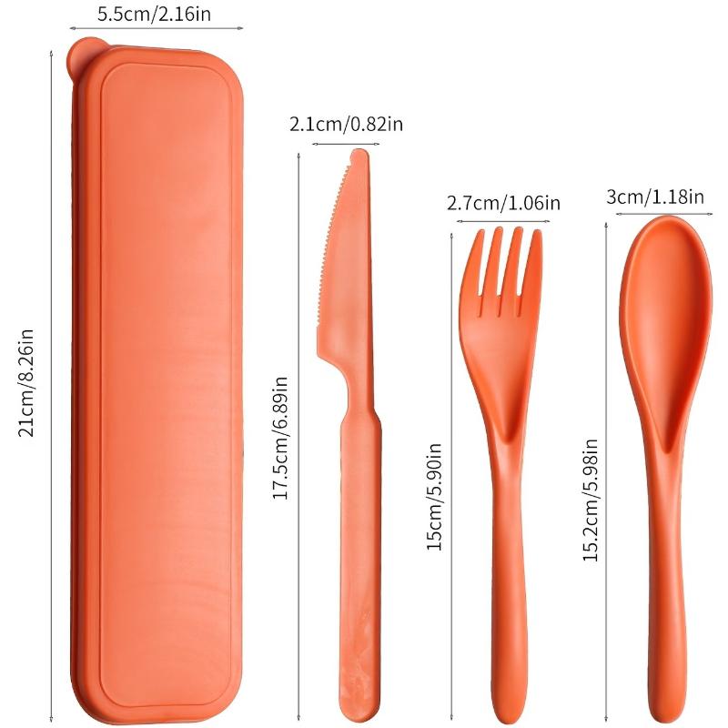 Wheat Straw Reusable Cutlery Set With Knife Fork Spoon And Storage Case Perfect For Office Lunch Outdoor Camping Picnic Travel