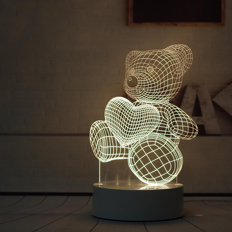 Customize Acrylic 3D Illusion LED Warm White Night Light for Living Room Kids Bedroom Decorative Lamp with USB Power