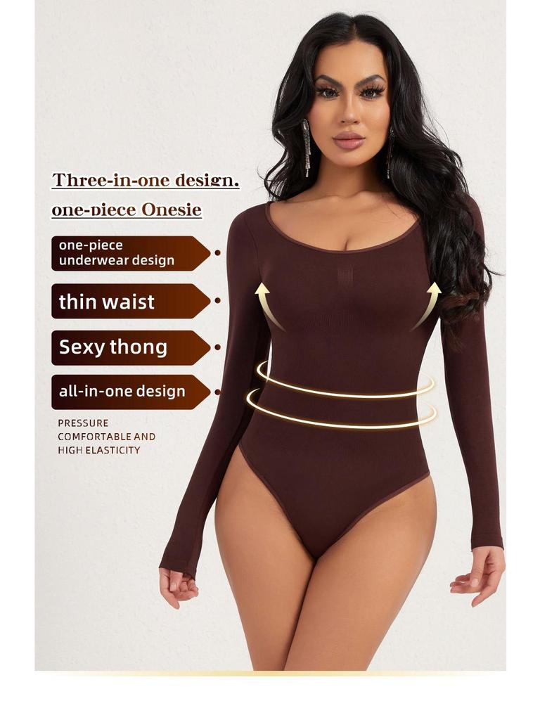 Butt-Lifting, Waist-Cinching, Tummy-Flattening Seamless Short-Sleeved Thong Shapewear Bodysuit