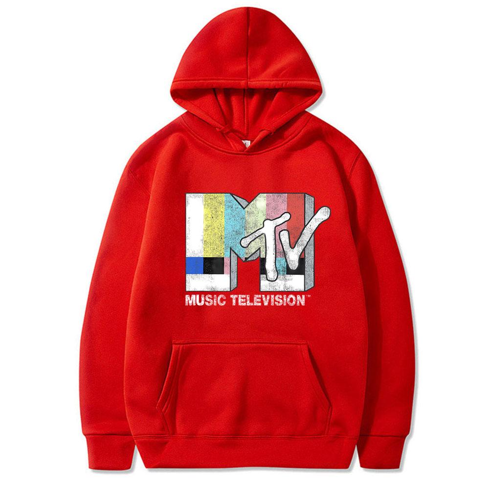 MTV Music Television Signál Grafická Potlač Mikina s Kapucňou Muži Ženy Vintage Móda Oversized Mikina Unisex Y2k Umelecká Estetika Mikiny s Kapucňou