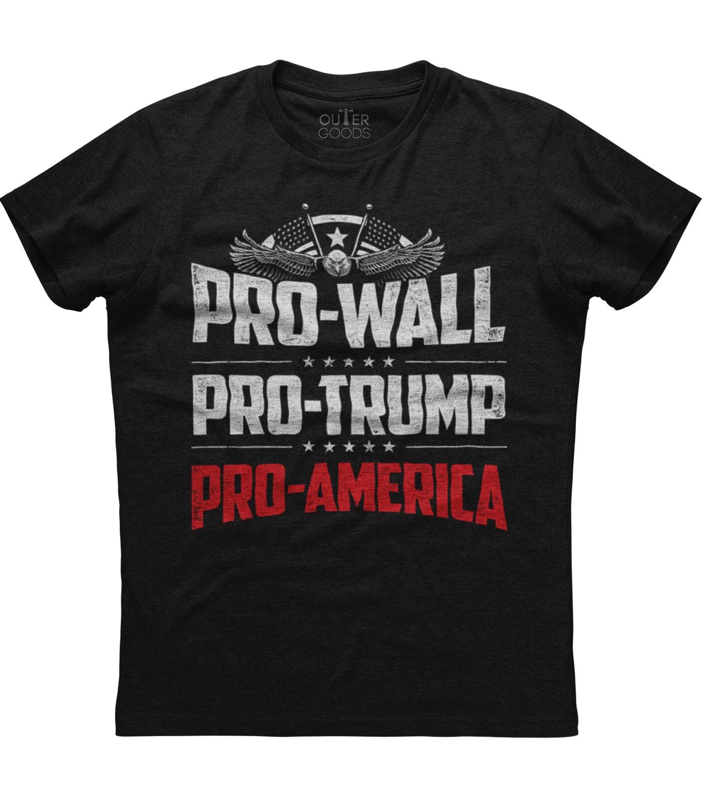 Pro Wall Pro Trump Pro America Новая мужская рубашка Патриотические республиканцы Избирательная футболка L