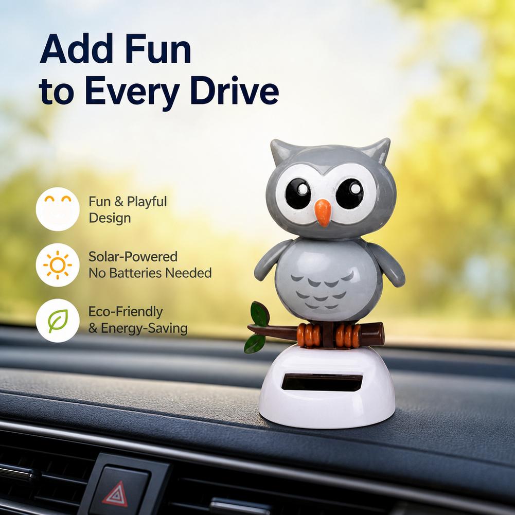 Cute Swinging Owl Toy Car Interior Solar Dancing Toy Car Dashboard Ornament Auto Dashboard Dancing Figurine Ornament Accessories