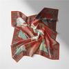 Twill Silk Scarf Woman Deer Painting Square Scarves Wraps Bandana Small Hijab Silk Foulards Tie Headband Neckerchief 53Cm