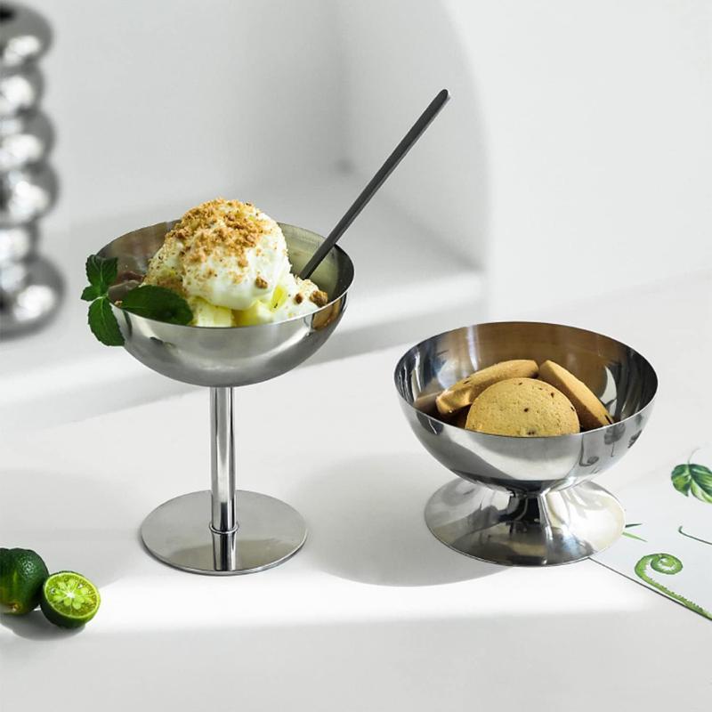 Edelstahlkelchbecher Eisdessert Salatschüssel Obstteller Snackschale Puddingbecher Tasse KTV Bar Zubehör