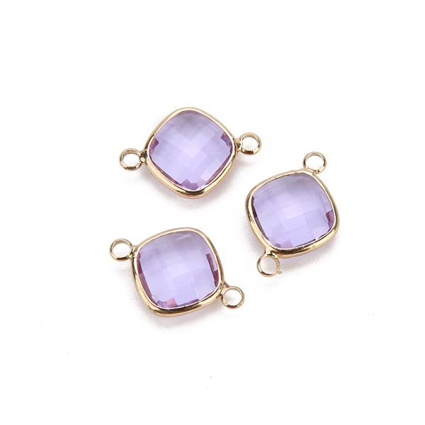 5pcs 11mm White Double Hole Glass Charms Pendants Connector for Chain Bracelets Necklace Women DIY Jewelry Making Findings