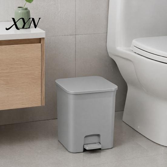 Touchless Trash Bin with Lid Slim Can, Pedal Step Design, Odor Proof Wastebasket, Narrow Can for Toilet Area Garbage Waste Basket, Office Kitchen