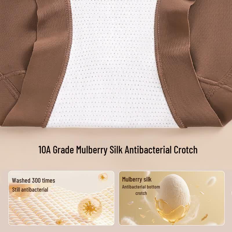Women's High-Waist Tummy Control Briefs - Embossed Mulberry Silk