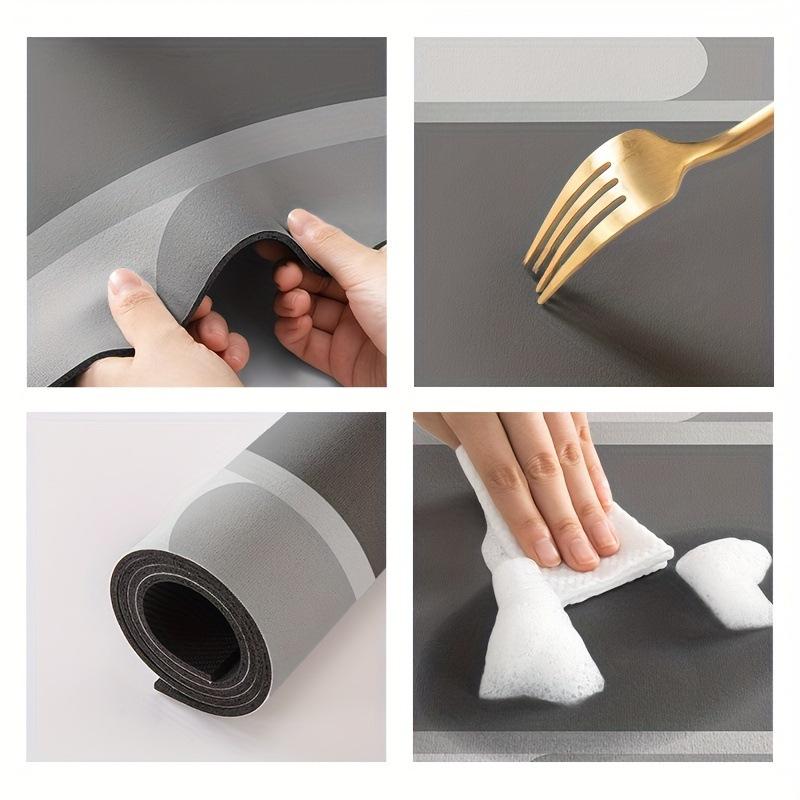 Cartoon Kitchen Floor Mat, Water-Absorbing And Oil-Absorbing Diatom Mud Floor Mat, Wear-Resistant And Dirt-Resistant L-Shaped Floor Mat, Anti-Skid Ma