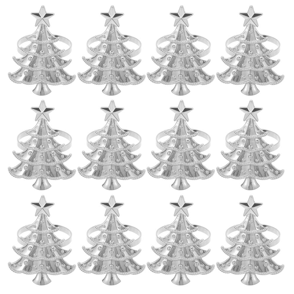 

Metal Napkin Holders with For Christmas Tree Star Design for Festive Table Decor and Holiday Party Napkin Buckles белый