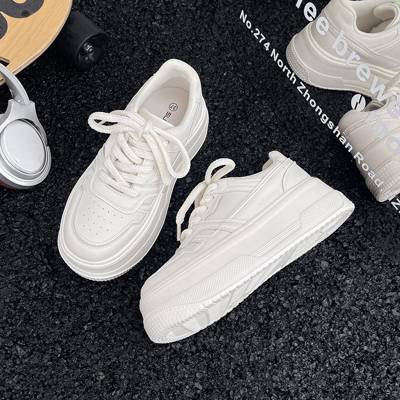 Pretty Feifei | Leather CM heightening little white shoes women's spring new shoes women's shoes versatile and comfortable casual board shoes