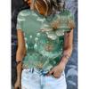 Women's Summer Casual Round Neck Short Sleeve Floral Pattern Top Wear Ladies T-shirt Mother's Day Gift