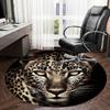 1 Stück Leopardenmuster Rutschfester Runder Teppich für Boden, Büro, Familie, Schlafzimmer, Großer Teppich für Innenbereiche, Langlebiges Polyester-L0351