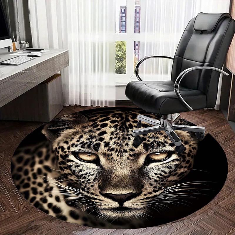 1 Stück Leopardenmuster Rutschfester Runder Teppich für Boden, Büro, Familie, Schlafzimmer, Großer Teppich für Innenbereiche, Langlebiges Polyester-L0351